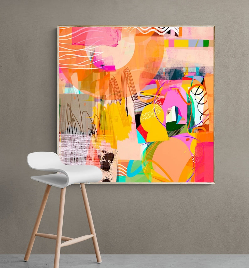 Hand-painted abstract art - vibrant color oil painting - Oil Painting Haven Oil Painting Haven