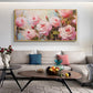 Large Original Flower Oil Painting On Canvas,Canvas Wall Art,Abstract Textured Pink Rose Floral Painting,Custom Painting,Living Room Decor - Oil Painting Haven