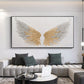 Large Gold Angel Wing Oil Painting on Canvas, Abstract Original Modern Minimalist Custom 3D Textured Acrylic Painting Bedroom Wall Art Decor - Oil Painting Haven