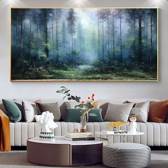 Large Abstract Forest Oil Painting On Canvas,Green Tree Wall Art,Original Nature Landscape Painting,Custom Painting,Modern Living Room Decor - Oil Painting Haven Oil Painting Haven