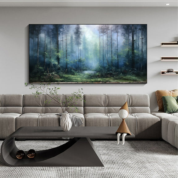 Large Abstract Forest Oil Painting On Canvas,Green Tree Wall Art,Original Nature Landscape Painting,Custom Painting,Modern Living Room Decor - Oil Painting Haven Oil Painting Haven