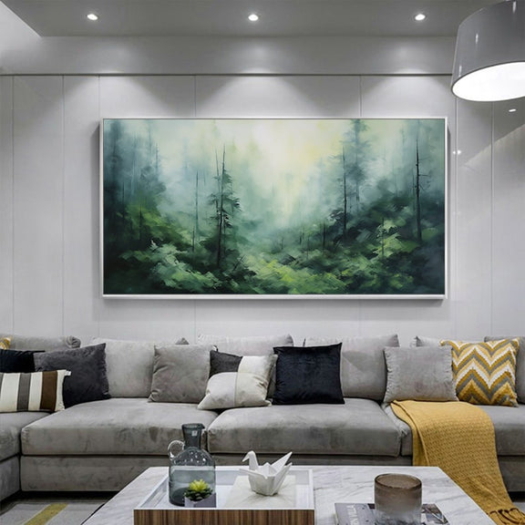 Abstract Forest Oil Painting On Canvas, Large Wall Art,Original Green Tree Landscape Painting,Custom Painting,Modern Living Room Wall Decor - Oil Painting Haven Oil Painting Haven