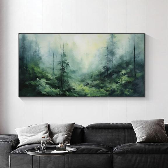 Abstract Forest Oil Painting On Canvas, Large Wall Art,Original Green Tree Landscape Painting,Custom Painting,Modern Living Room Wall Decor - Oil Painting Haven Oil Painting Haven