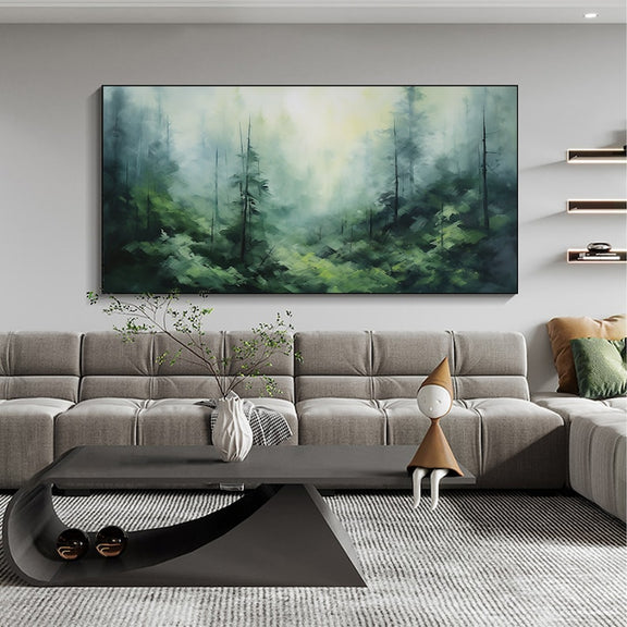 Abstract Forest Oil Painting On Canvas, Large Wall Art,Original Green Tree Landscape Painting,Custom Painting,Modern Living Room Wall Decor - Oil Painting Haven Oil Painting Haven