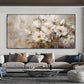 Abstract Flower Oil Painting On Canvas,Large Wall Art,Original White Floral Landscape Painting,Custom Painting,Modern Wall Art Home Decor - Oil Painting Haven