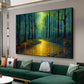 Abstract Forest Oil Painting On Canvas, Large Wall Art,Original Green Tree Painting River Landscape Art,Custom Painting,Living Room Decor - Oil Painting Haven