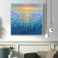 Large Ocean Landscape Oil Painting on Canvas, Original Abstract Sunset Seascape Art, Custom Minimalist Blue Wall Art Living Room Decor Gift - Oil Painting Haven