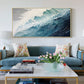 Original Ocean Wave Oil Painting On Canvas, Large Wall Art, Abstract Minimalist Painting, Custom Blue Sea Wall Art Living Room Decor Gift - Oil Painting Haven