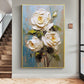 Abstract White Flower Oil Painting on Canvas, Large Wall Art, Original Floral Painting,Minimalist Art,Custom Painting,Living Room Decor Gift - Oil Painting Haven