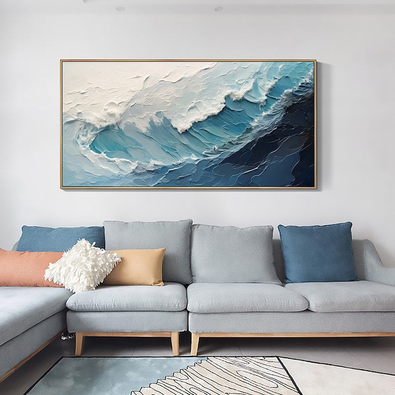 Hand-Painted Ocean Wave Canvas Painting, Abstract Wall Art for Living Room Decor - Oil Painting Haven Oil Painting Haven