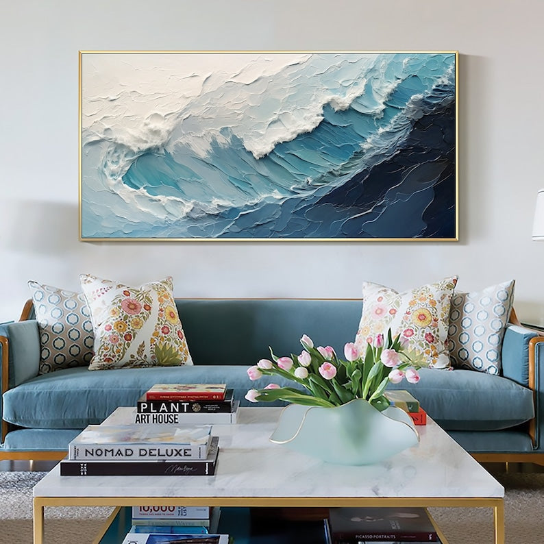 Hand-Painted Ocean Wave Canvas Painting, Abstract Wall Art for Living Room Decor - Oil Painting Haven Oil Painting Haven