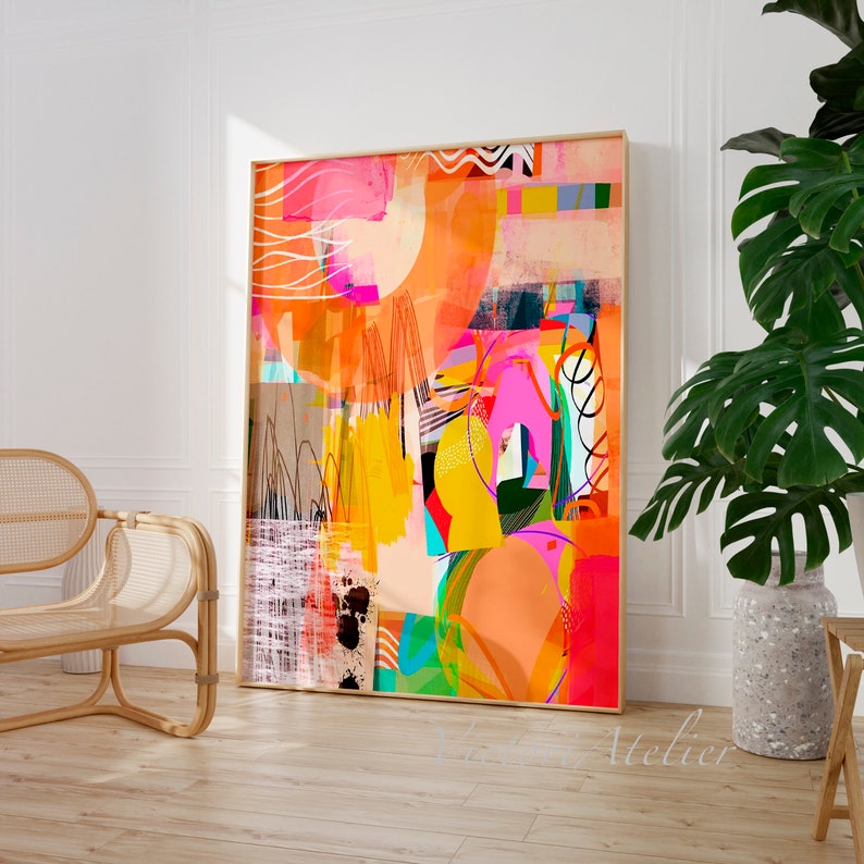 Hand-painted abstract art - vibrant color oil painting - Oil Painting Haven