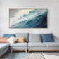 Original Ocean Wave Oil Painting On Canvas, Large Wall Art, Abstract Minimalist Painting, Custom Blue Sea Wall Art Living Room Decor Gift - Oil Painting Haven