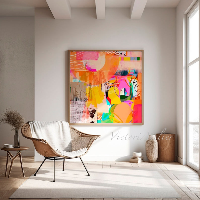 Hand-painted abstract art - vibrant color oil painting - Oil Painting Haven Oil Painting Haven