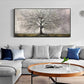 Abstract Tree of Life Painting on Canvas, Original Gray Tree Painting, Large Wall Art, Minimalist Art Custom Painting Living Room Home Decor - Oil Painting Haven