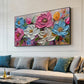 Minimalist Flower Oil Painting on Canvas, Large Wall Art, Original Custom Floral Landscape Painting,Thick Texture Wall Art Living Room Decor - Oil Painting Haven