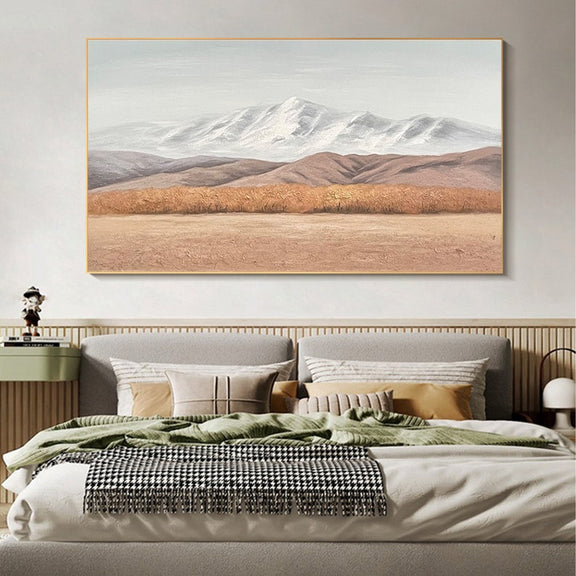 Minimalist Mountain Oil Painting on Canvas, Large Wall Art, Original Abstract Fall Landscape Art Custom Painting Boho Living Room Home Decor - Oil Painting Haven Oil Painting Haven