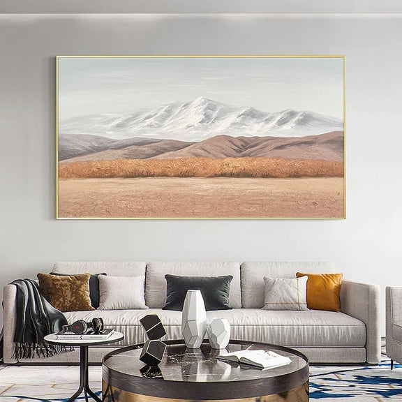 Minimalist Mountain Oil Painting on Canvas, Large Wall Art, Original Abstract Fall Landscape Art Custom Painting Boho Living Room Home Decor - Oil Painting Haven Oil Painting Haven