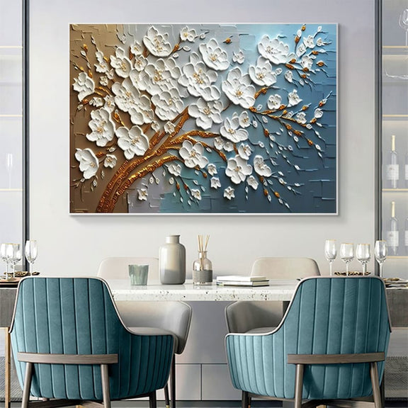 Abstract 3D Flower Oil Painting On Canvas, Large Wall Art Custom Painting Original Texture Floral Wall Art Minimalist Living Room Decor Gift - Oil Painting Haven Oil Painting Haven