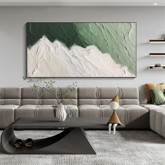 Large Original Beach Oil Painting on Canvas, Abstract Green Ocean Wave Painting, Textured Wall Art, Minimalist Art, Living Room Wall Decor - Oil Painting Haven Oil Painting Haven