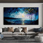 Abstract Original Night Seascape Oil Painting On Canvas, Large Wall Art Blue Ocean Landscape Painting Custom Painting Living Room Wall Decor - Oil Painting Haven