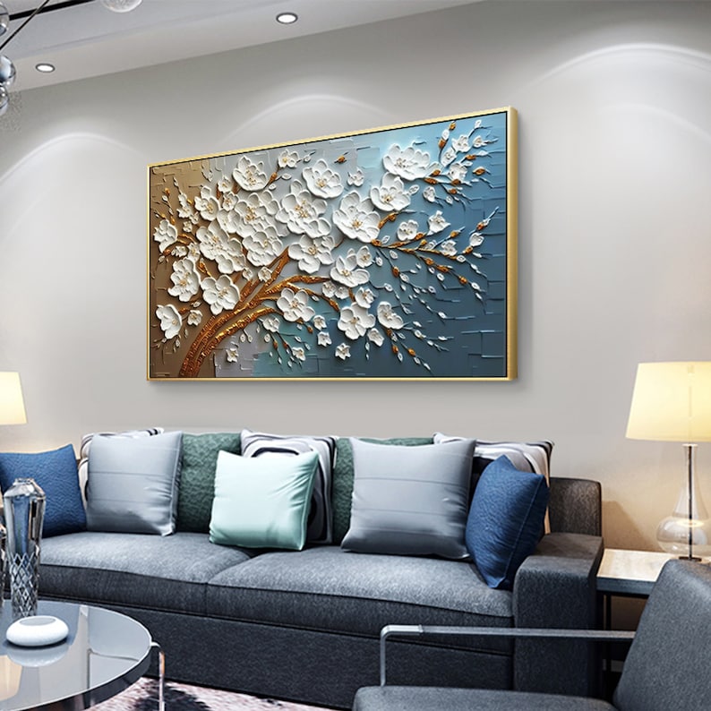 Abstract 3D Flower Oil Painting On Canvas, Large Wall Art Custom Painting Original Texture Floral Wall Art Minimalist Living Room Decor Gift - Oil Painting Haven Oil Painting Haven