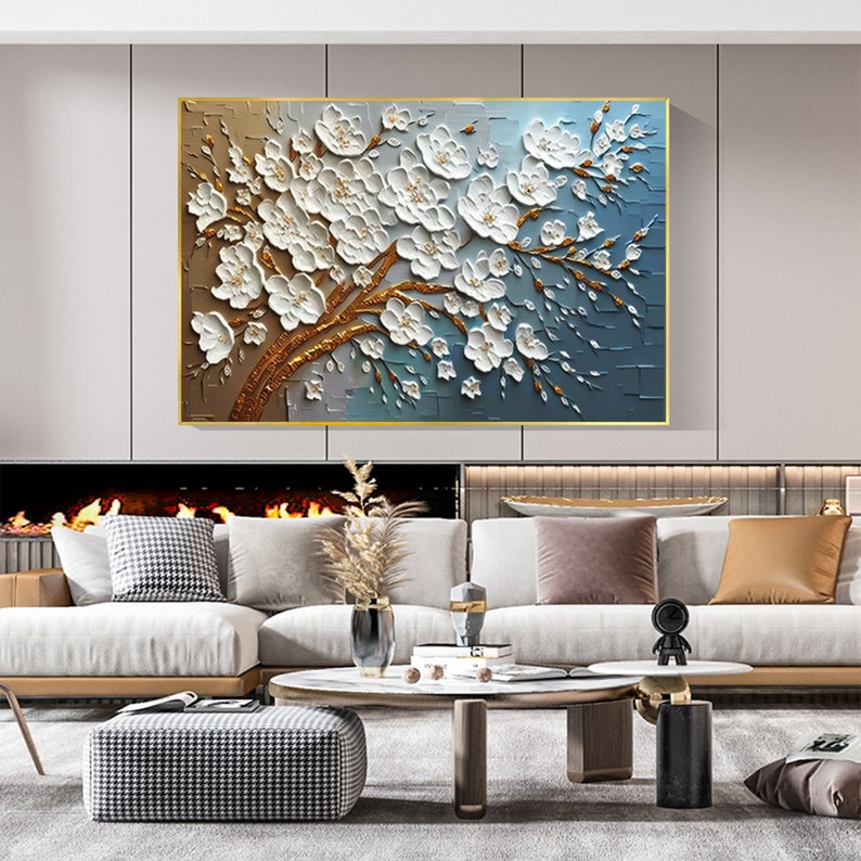 Abstract 3D Flower Oil Painting On Canvas, Large Wall Art Custom Painting Original Texture Floral Wall Art Minimalist Living Room Decor Gift - Oil Painting Haven Oil Painting Haven