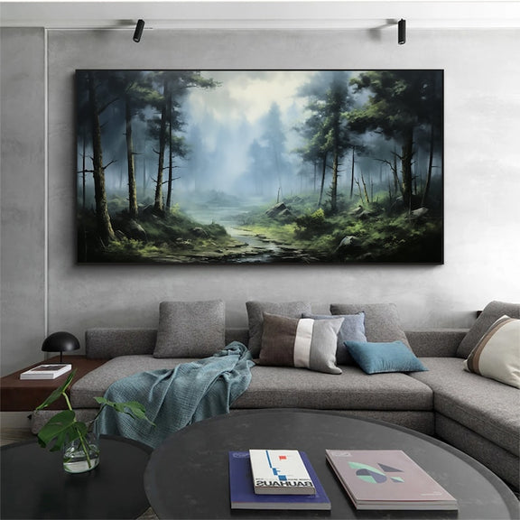 Original Forest Oil Painting on Canvas, Large Wall Art Custom Painting, Abstract Nature Landscape Art Green Tree Wall Decor Living Room Art - Oil Painting Haven Oil Painting Haven