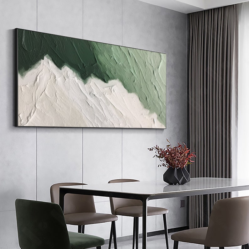 Large Original Beach Oil Painting on Canvas, Abstract Green Ocean Wave Painting, Textured Wall Art, Minimalist Art, Living Room Wall Decor - Oil Painting Haven Oil Painting Haven