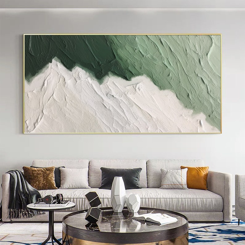 Large Original Beach Oil Painting on Canvas, Abstract Green Ocean Wave Painting, Textured Wall Art, Minimalist Art, Living Room Wall Decor - Oil Painting Haven Oil Painting Haven