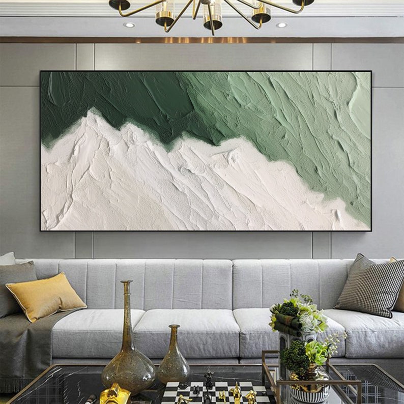 Large Original Beach Oil Painting on Canvas, Abstract Green Ocean Wave Painting, Textured Wall Art, Minimalist Art, Living Room Wall Decor - Oil Painting Haven Oil Painting Haven