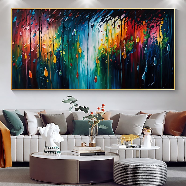 Original Colorful Landscape Oil Painting on Canvas, Large Wall Art Custom Painting, Abstract Minimalist Art Boho Wall Decor Living Room Art - Oil Painting Haven