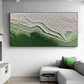 Original Minimalist Beach Oil Painting on Canvas,Abstract Texture Green Ocean Wave Painting,Custom Painting,Large Wall Art Living Room Decor - Oil Painting Haven