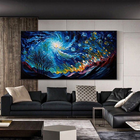 Abstract Sky Landscape Oil Painting on Canvas, Large Wall Art Custom Painting, Original Night Art Minimalist Living Room Wall Decor Gift - Oil Painting Haven Oil Painting Haven