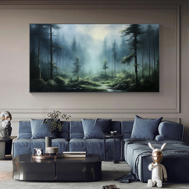 Original Forest Oil Painting on Canvas, Large Wall Art Custom Painting, Abstract Nature Landscape Art Green Tree Wall Decor Living Room Art - Oil Painting Haven Oil Painting Haven