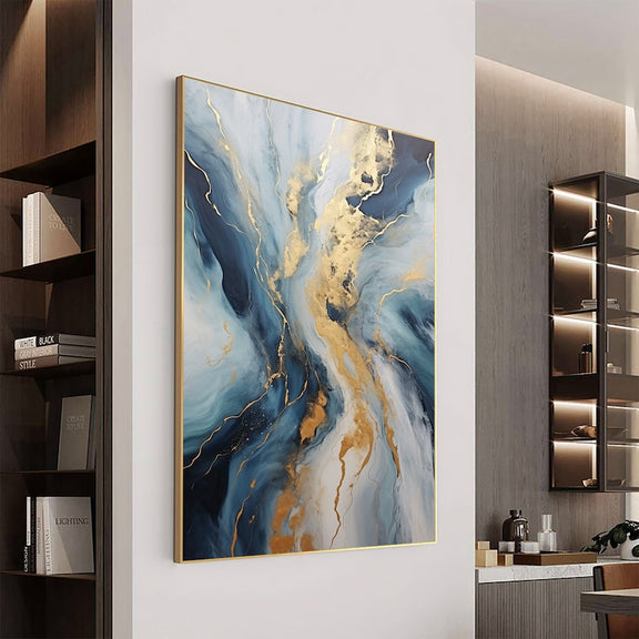 Abstract Flowing Texture Oil Painting On Canvas, Large Wall Art Custom Painting, Original Gold Wall Decor Minimalist Living Room Decor Gift - Oil Painting Haven Oil Painting Haven