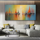 Abstract Nautical Oil Painting On Canvas, Large Wall Art Original Sunset Ocean Landscape Art, Custom Painting Minimalist Living Room Decor - Oil Painting Haven