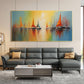 Abstract Nautical Oil Painting On Canvas, Large Wall Art Original Sunset Ocean Landscape Art, Custom Painting Minimalist Living Room Decor - Oil Painting Haven