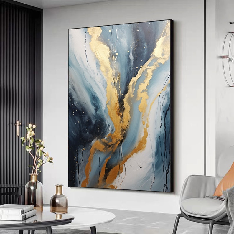 Abstract Minimalist Texture Oil Painting On Canvas, Large Wall Art Custom Painting, Original Gold Foil Painting Gold Wall Decor Living Room - Oil Painting Haven Oil Painting Haven