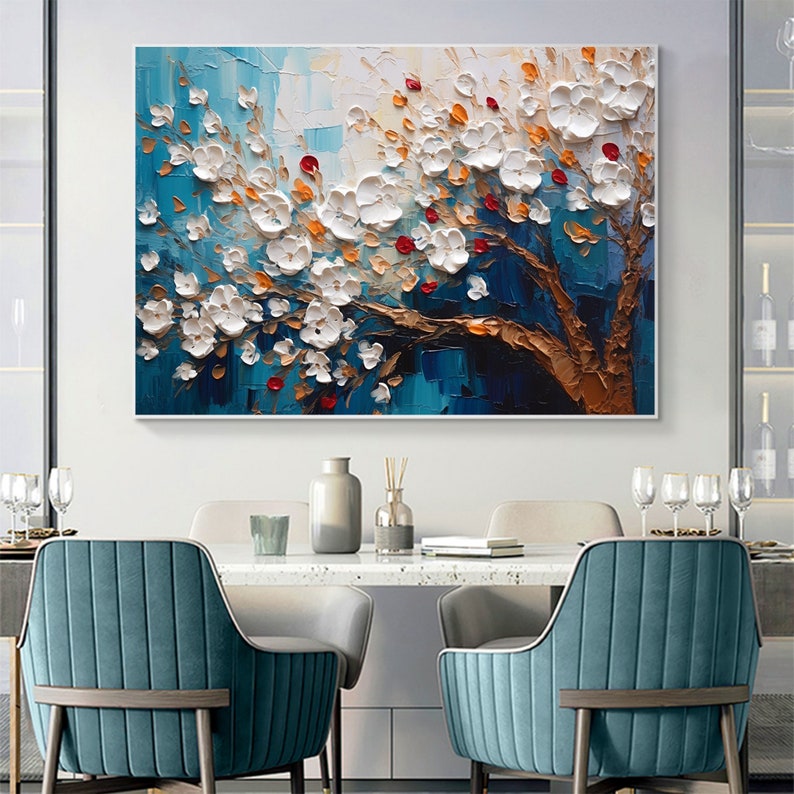 Abstract Texture Flower Oil Painting On Canvas, Large Wall Art Custom Painting Original Blossom Floral Art Minimalist Living Room Decor Gift - Oil Painting Haven Oil Painting Haven