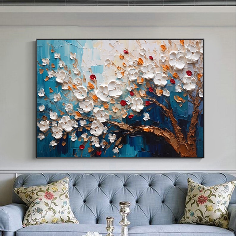 Abstract Texture Flower Oil Painting On Canvas, Large Wall Art Custom Painting Original Blossom Floral Art Minimalist Living Room Decor Gift - Oil Painting Haven Oil Painting Haven