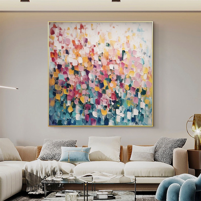 Abstract Colorful Block Oil Painting on Canvas, Large Wall Art Original Minimalist Art Custom Painting Texture Wall Art Living Room Decor - Oil Painting Haven