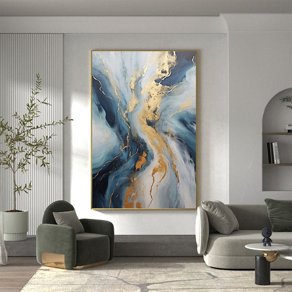 Abstract Flowing Texture Oil Painting On Canvas, Large Wall Art Custom Painting, Original Gold Wall Decor Minimalist Living Room Decor Gift - Oil Painting Haven Oil Painting Haven