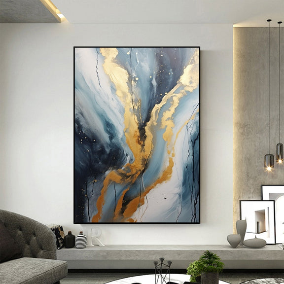 Abstract Minimalist Texture Oil Painting On Canvas, Large Wall Art Custom Painting, Original Gold Foil Painting Gold Wall Decor Living Room - Oil Painting Haven Oil Painting Haven