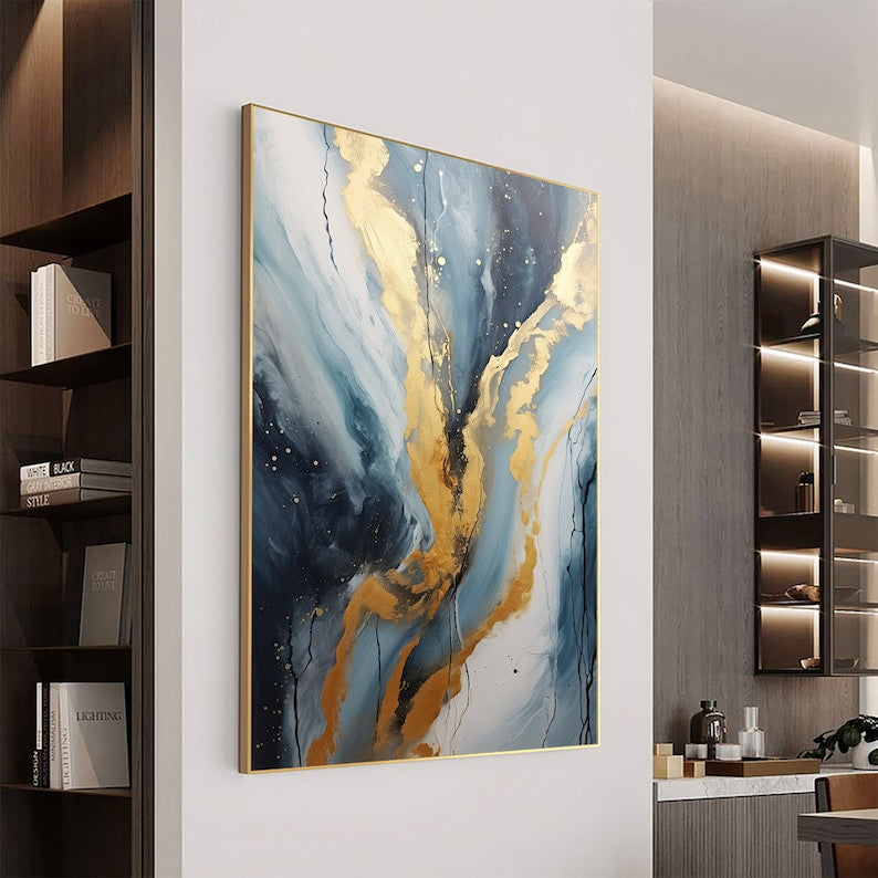 Abstract Minimalist Texture Oil Painting On Canvas, Large Wall Art Custom Painting, Original Gold Foil Painting Gold Wall Decor Living Room - Oil Painting Haven Oil Painting Haven