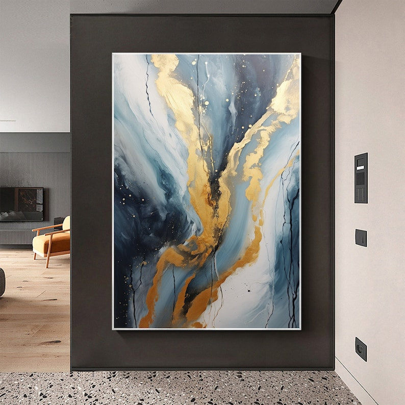 Abstract Minimalist Texture Oil Painting On Canvas, Large Wall Art Custom Painting, Original Gold Foil Painting Gold Wall Decor Living Room - Oil Painting Haven Oil Painting Haven