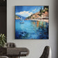 Original Coastal Cityscape Oil Painting On Canvas, Large Wall Art, Abstract Mediterranean Art Custom Painting Blue Ocean Decor Bedroom Art - Oil Painting Haven