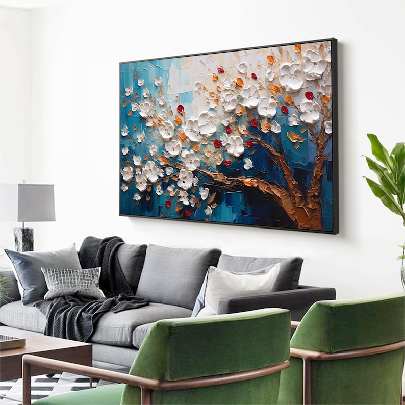 Abstract Texture Flower Oil Painting On Canvas, Large Wall Art Custom Painting Original Blossom Floral Art Minimalist Living Room Decor Gift - Oil Painting Haven Oil Painting Haven