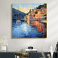 Abstract Coastal Landscape Oil Painting On Canvas, Large Wall Art, Original Mediterranean Art Custom Painting Blue Ocean Decor Cityscape Art - Oil Painting Haven