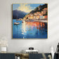 Original Mediterranean Oil Painting On Canvas, Large Wall Art, Abstract Coastal Cityscape Art Custom Painting Blue Ocean Decor Bedroom Art - Oil Painting Haven